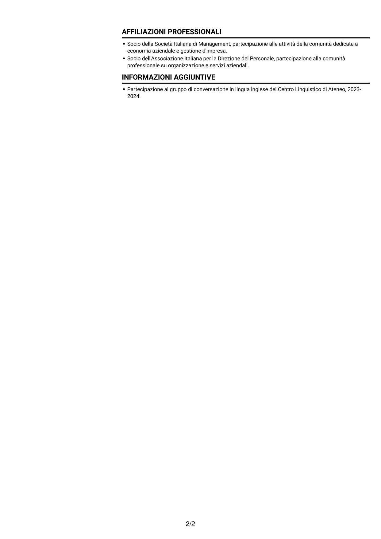 CV Compatto (formato sobrio a due colonne con foto): Addetto Customer Care e Back Office - Servizi per l'edilizia, pagina 2
