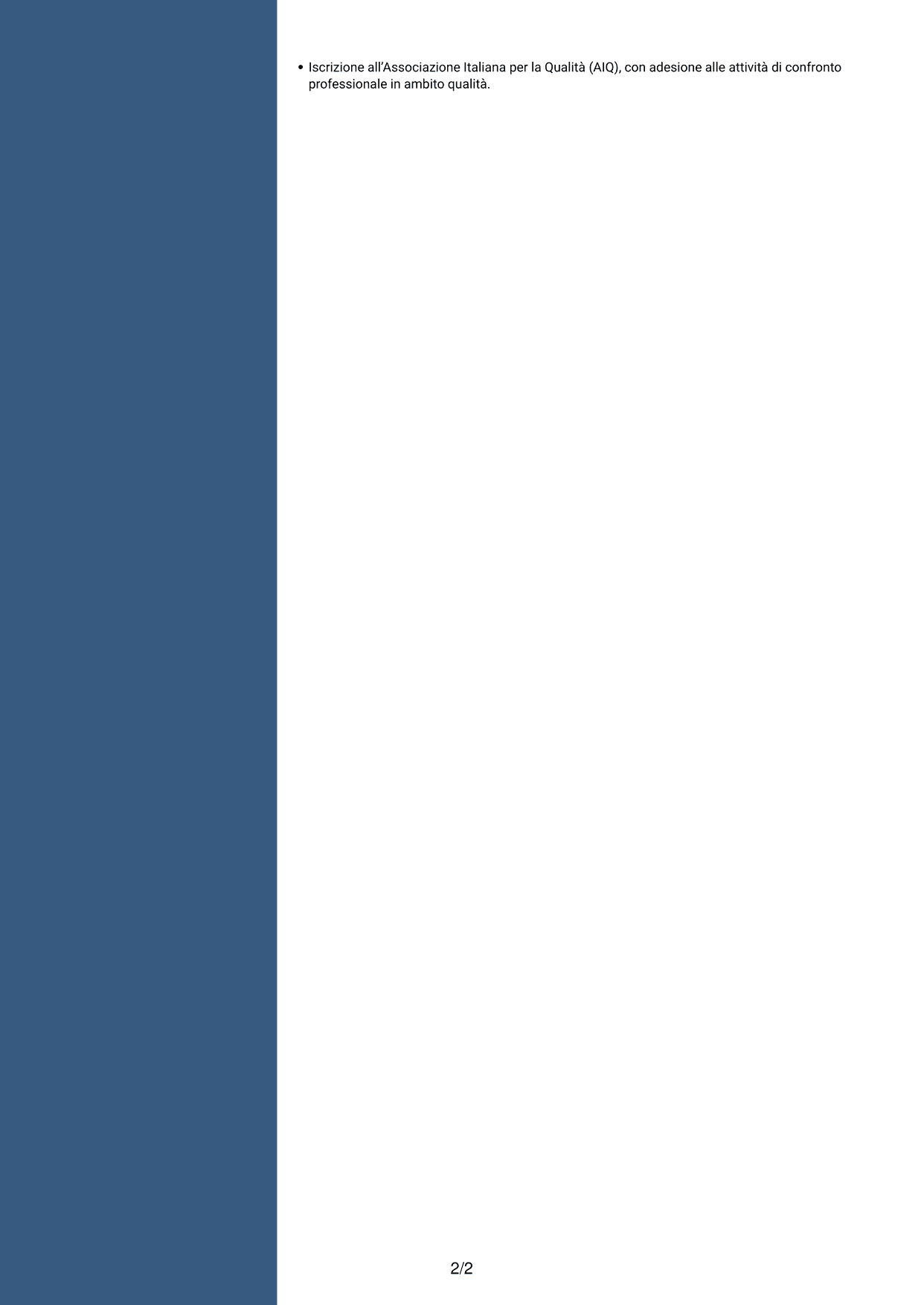 CV Elegante (formato con colonna laterale colorata e foto): Addetto Ufficio Qualità - Sistema di Gestione Qualità, pagina 2