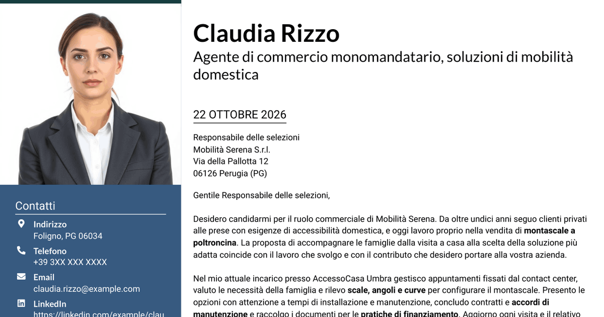 7 modelli di lettera di presentazione per Agente di Commercio B2C - Soluzioni di Mobilità Domestica, con esempi