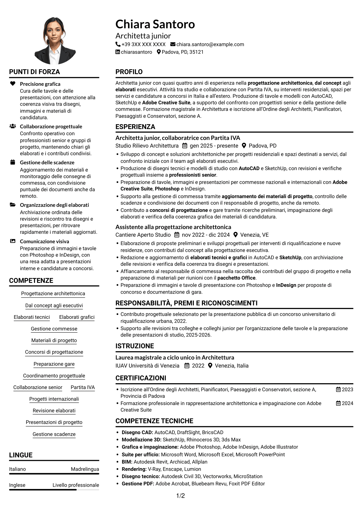 Esempio di curriculum — pagina 1
