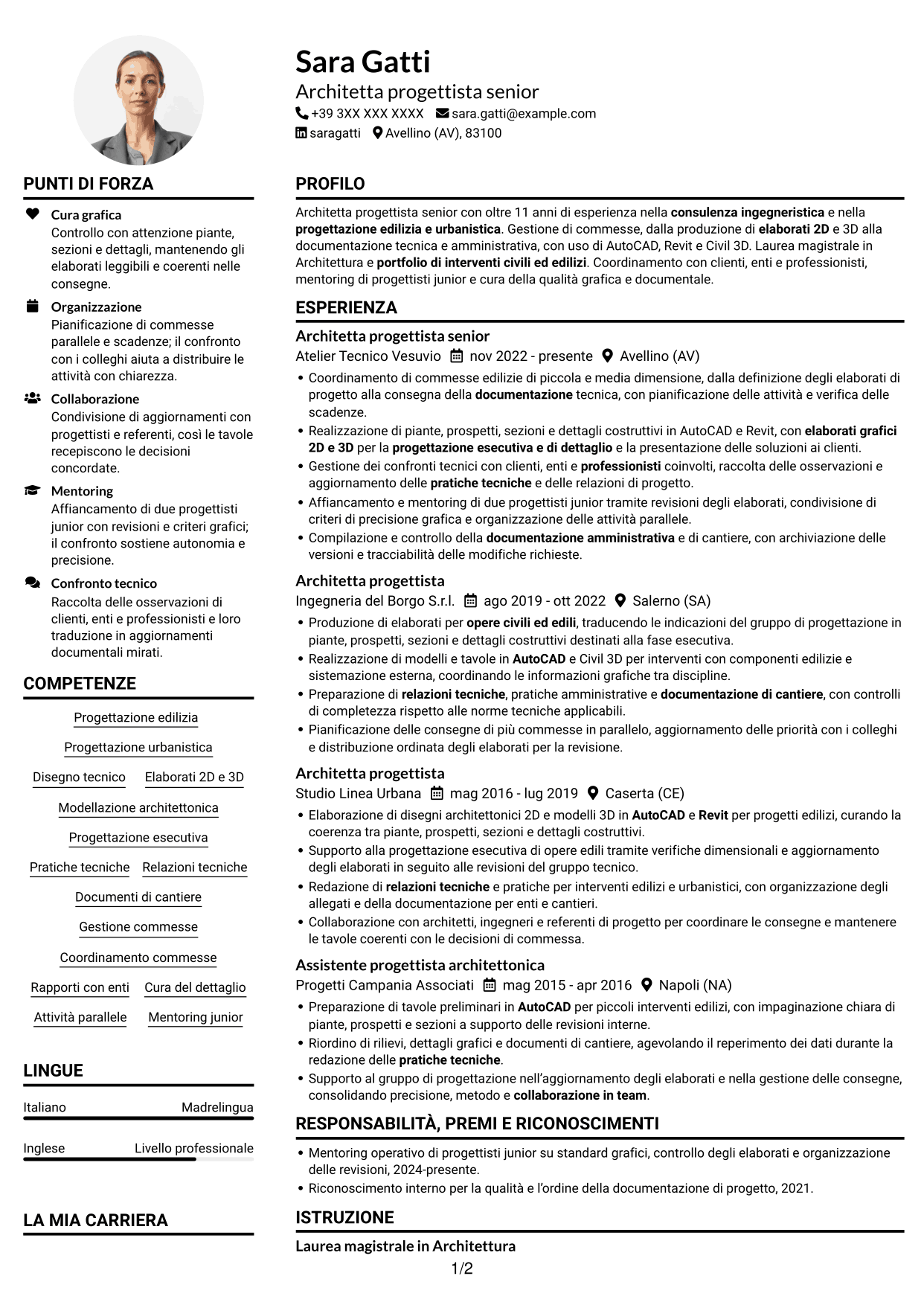 Esempio di curriculum — pagina 1