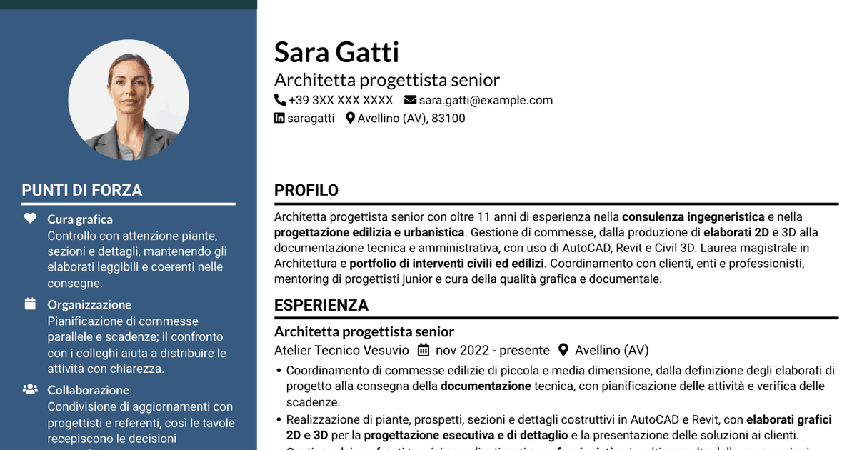 7 modelli di CV per Architetto progettista - Progettazione edilizia e urbanistica, con esempi