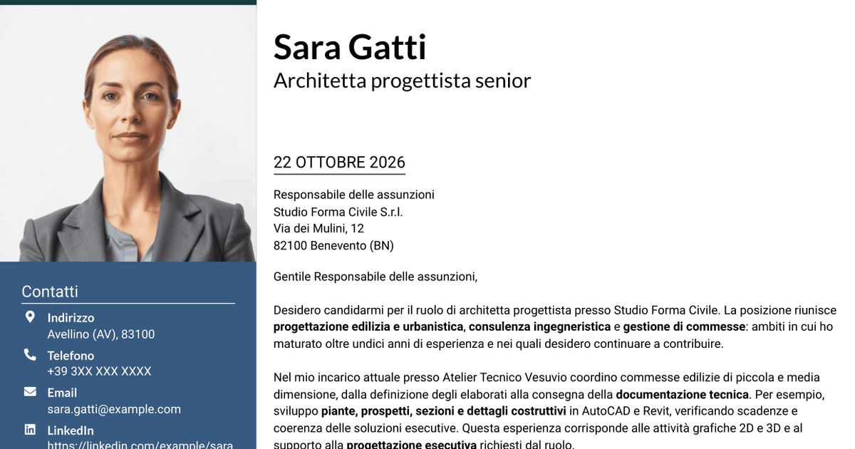 7 modelli di lettera di presentazione per Architetto progettista - Progettazione edilizia e urbanistica, con esempi