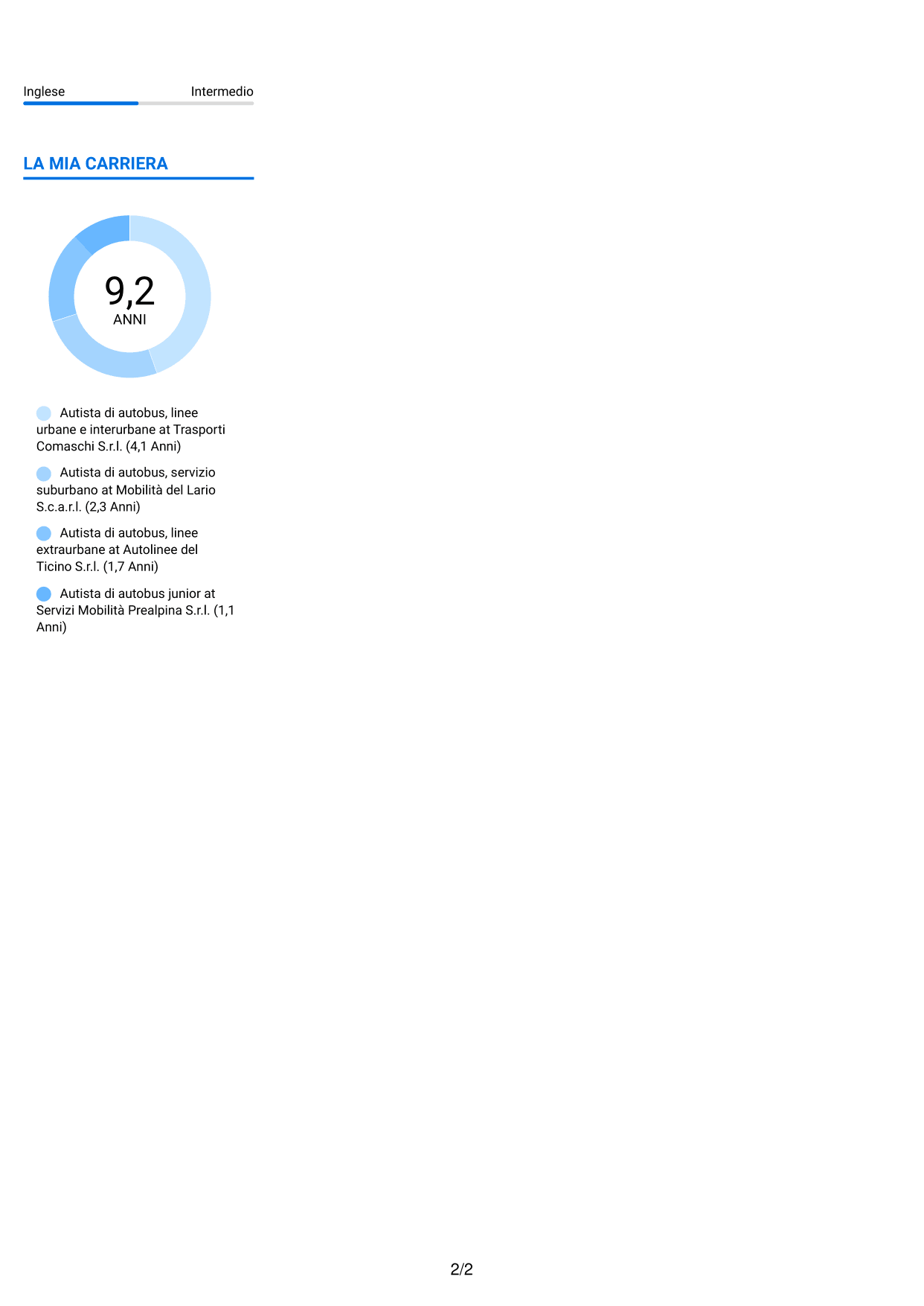 CV Audace (formato a due colonne con accenti colorati e foto): Autista di autobus - Trasporto pubblico, pagina 2