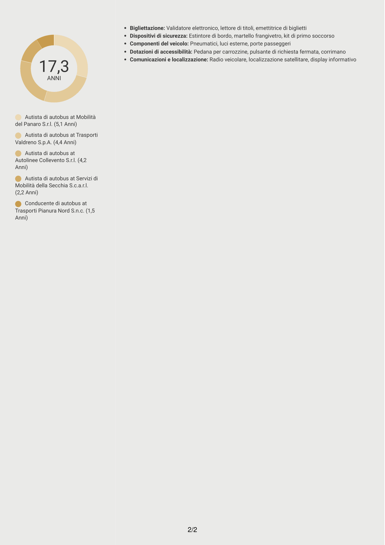 CV Dinamico (formato a due colonne con icone): Autista di autobus - Trasporto urbano e interurbano, pagina 2