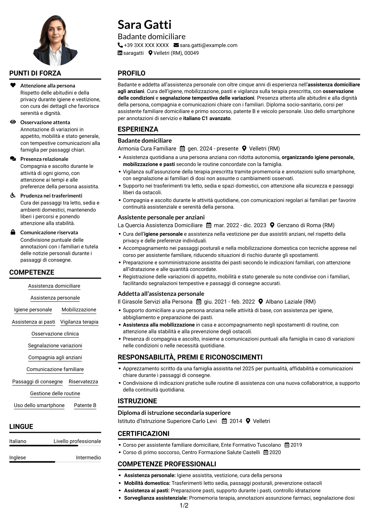 Esempio di curriculum — pagina 1