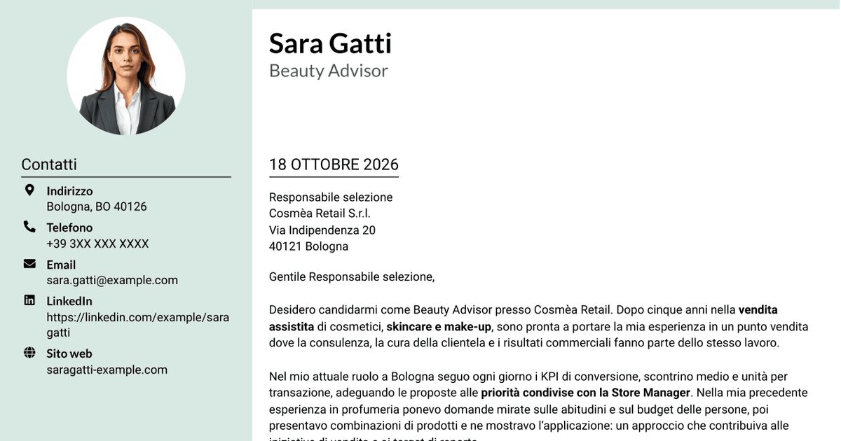 7 modelli di lettera di presentazione per Beauty Advisor - Consulenza beauty e vendita, con esempi