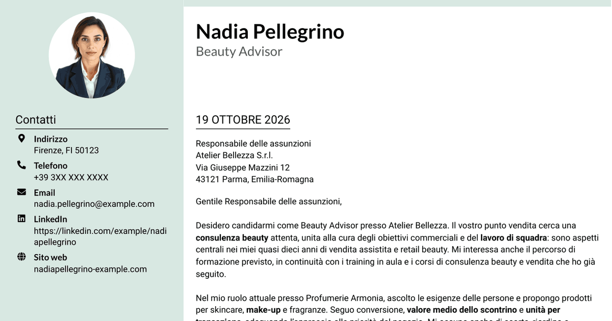 7 modelli di lettera di presentazione per Beauty Advisor, con esempi