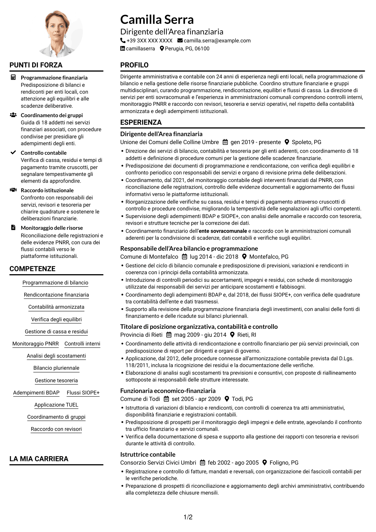 Esempio di curriculum — pagina 1