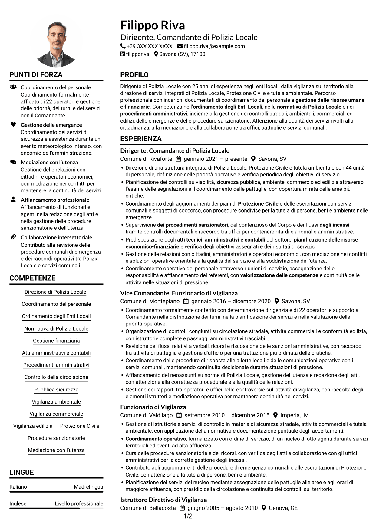 Esempio di curriculum — pagina 1