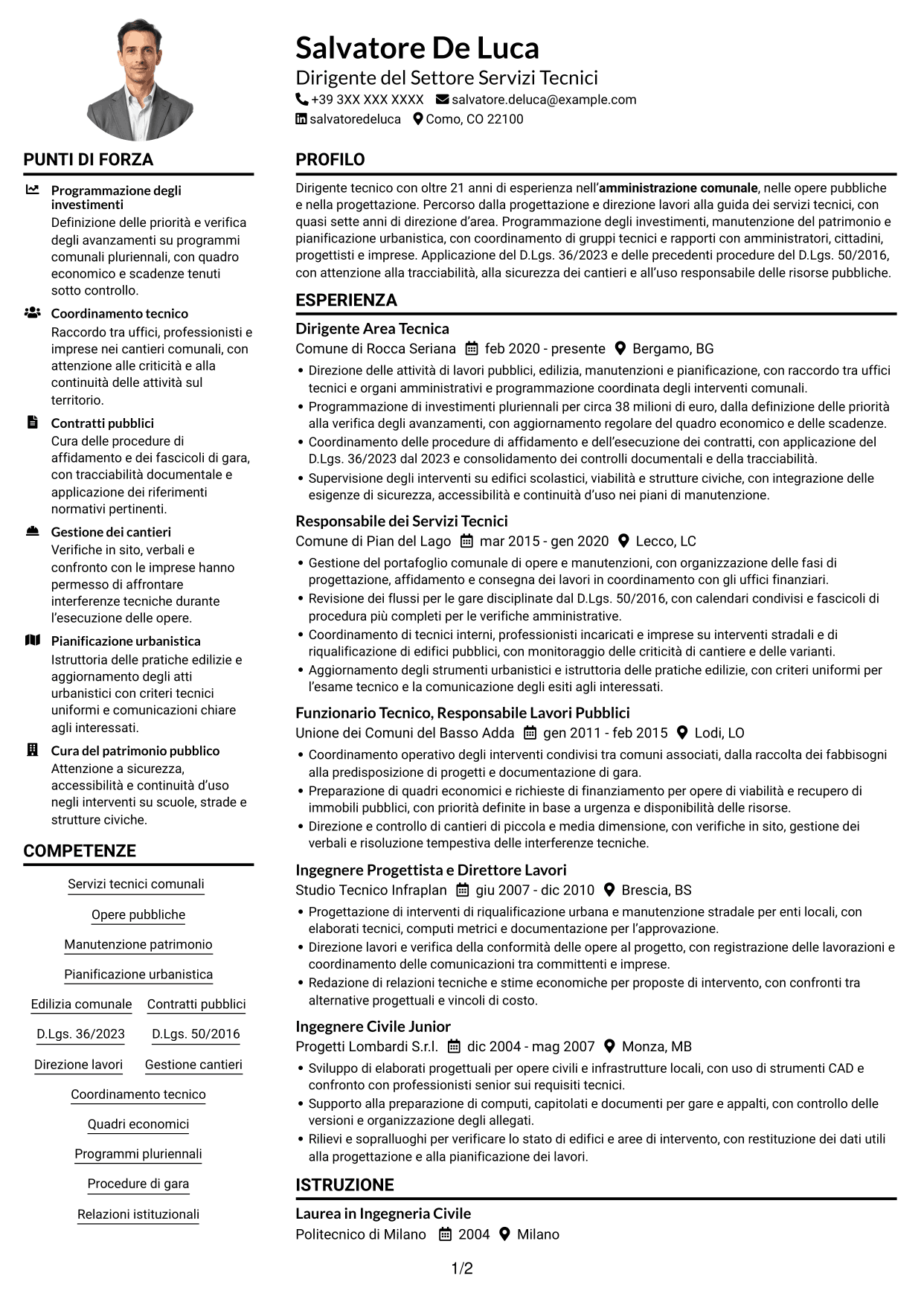 Esempio di curriculum — pagina 1