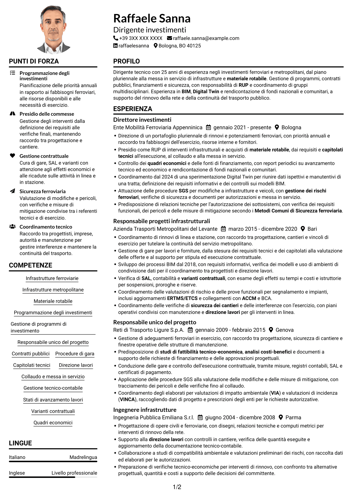 Esempio di curriculum — pagina 1