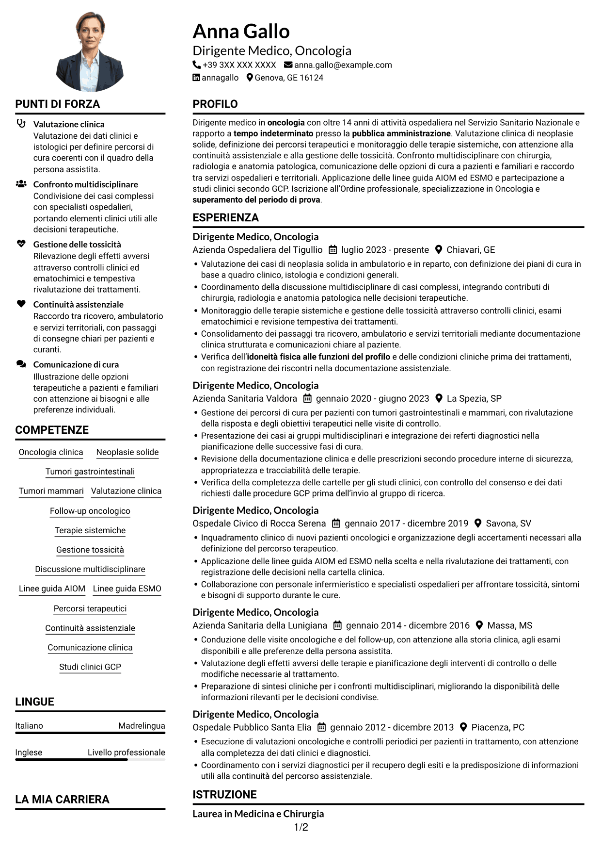 Esempio di curriculum — pagina 1