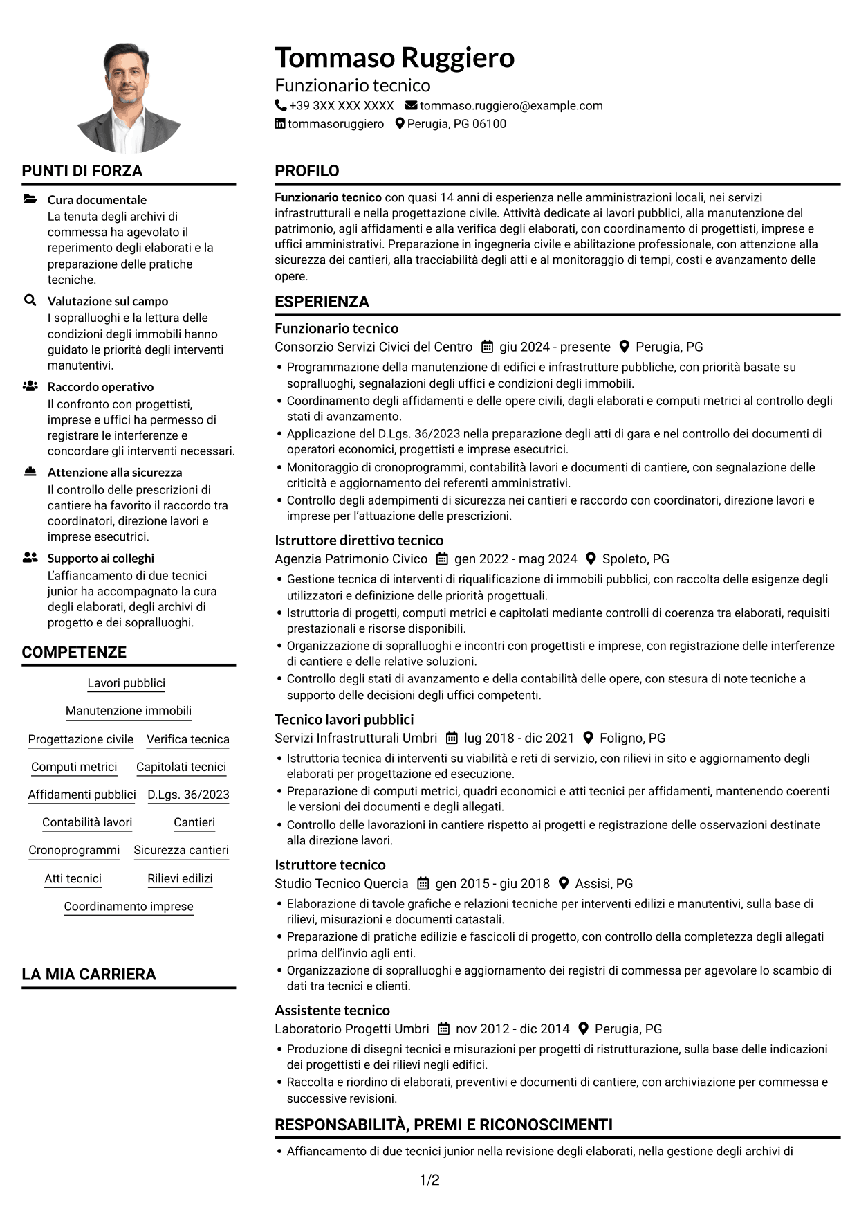 Esempio di curriculum — pagina 1