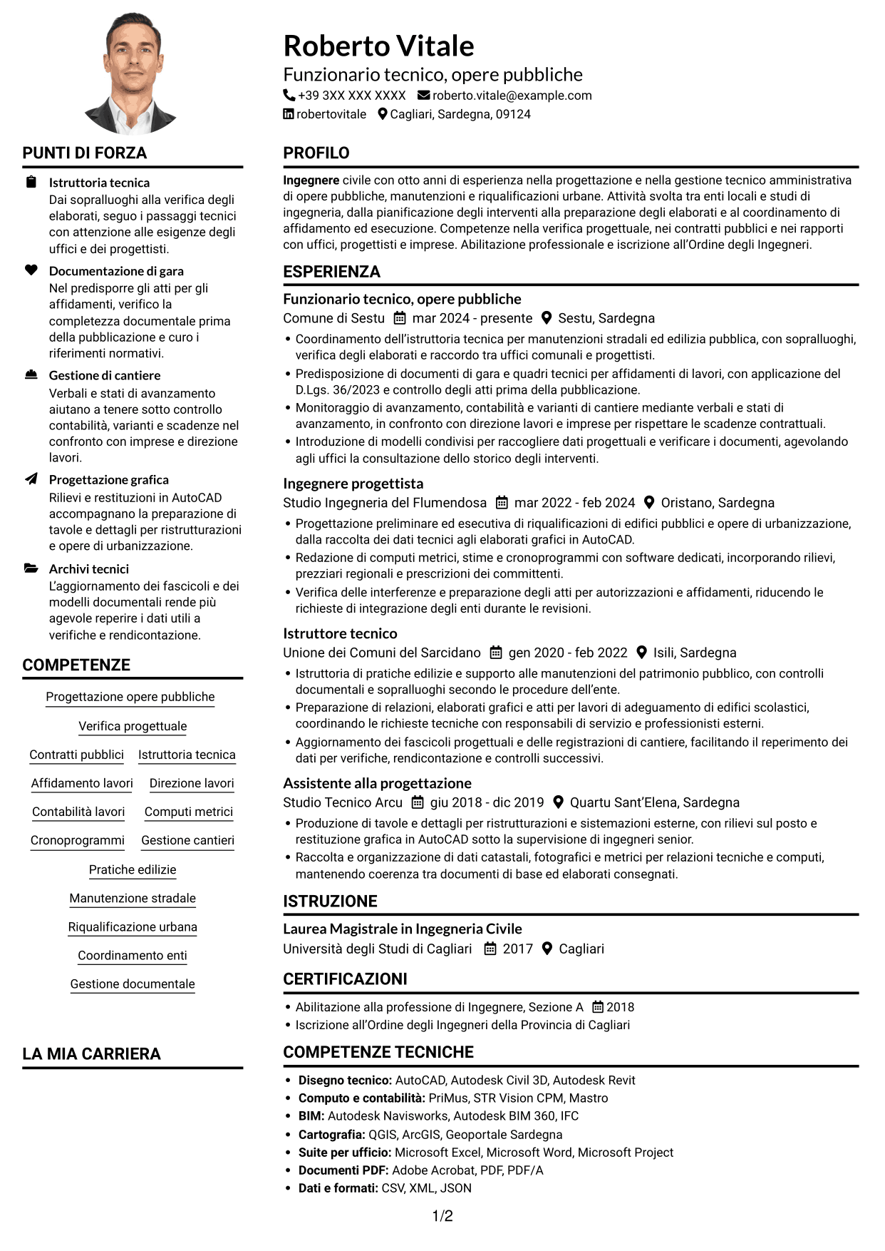 Esempio di curriculum — pagina 1