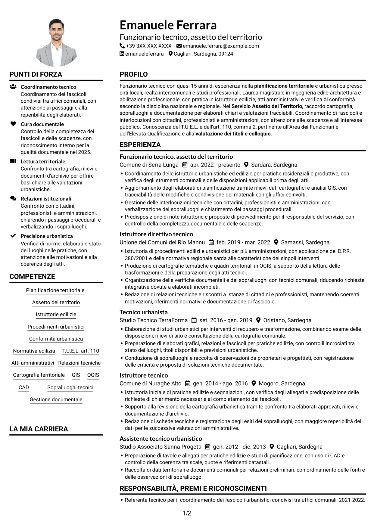 Esempio di curriculum — pagina 1