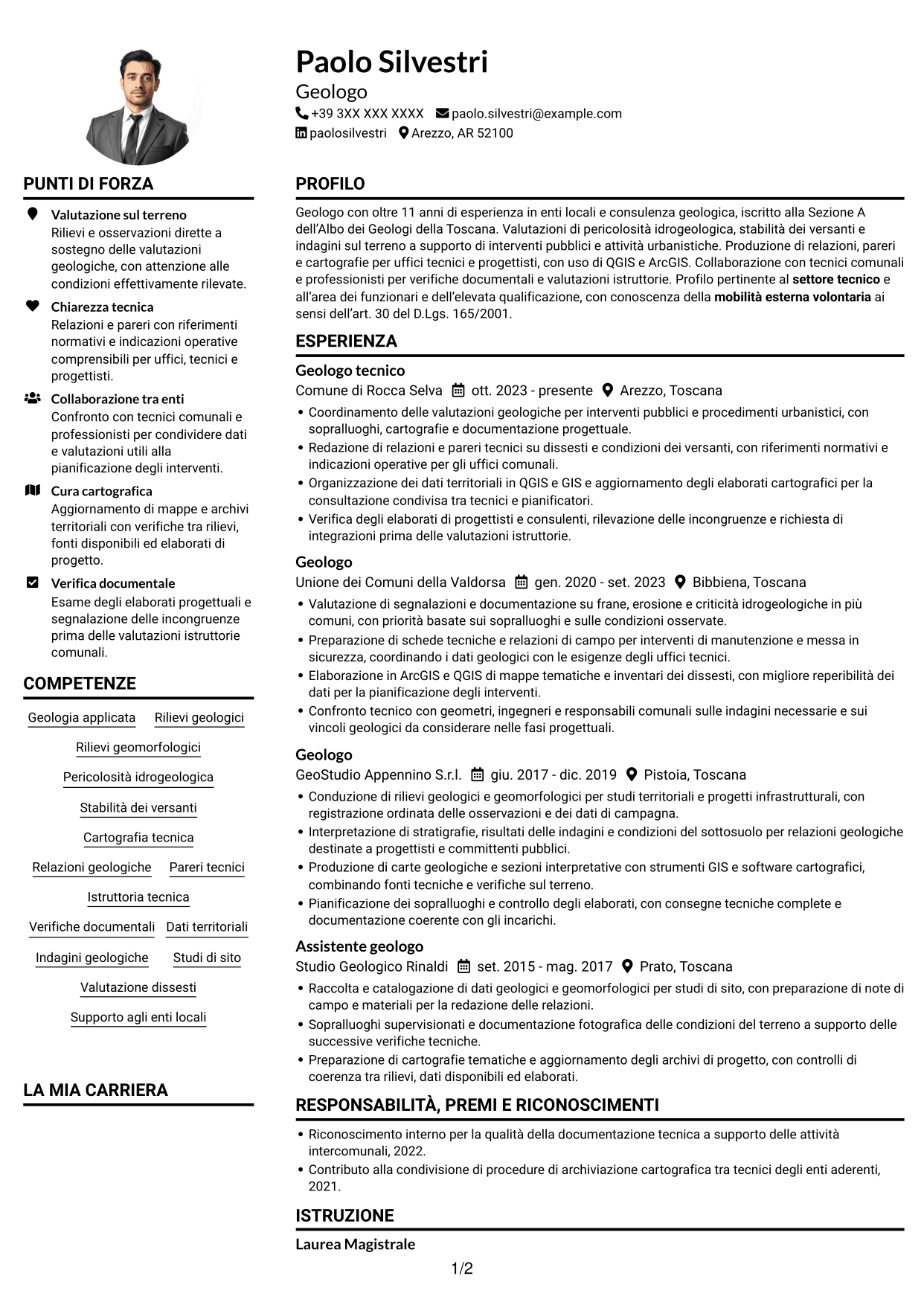 Esempio di curriculum — pagina 1
