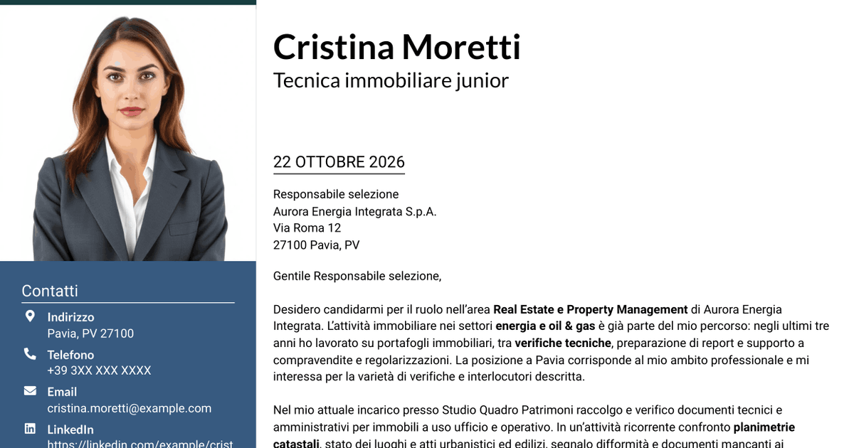 7 modelli di lettera di presentazione per Geometra / Architetto - Due diligence immobiliare, con esempi