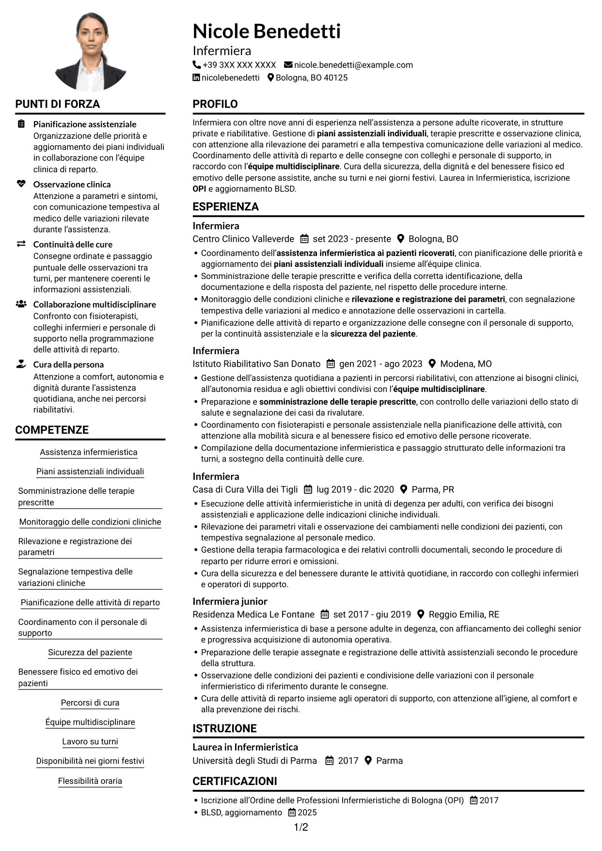 Esempio di curriculum — pagina 1
