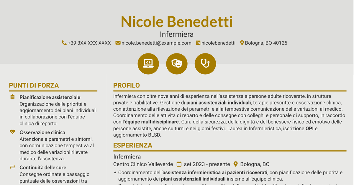 7 modelli di CV per Infermiere - Assistenza clinica, con esempi
