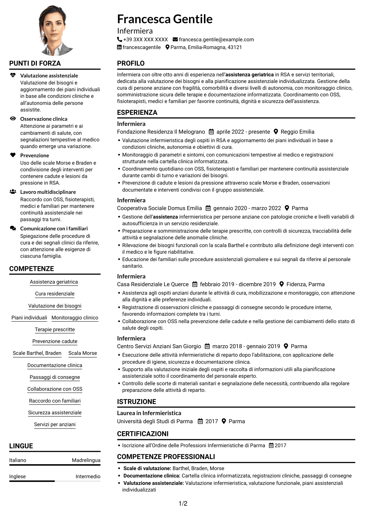 Esempio di curriculum — pagina 1