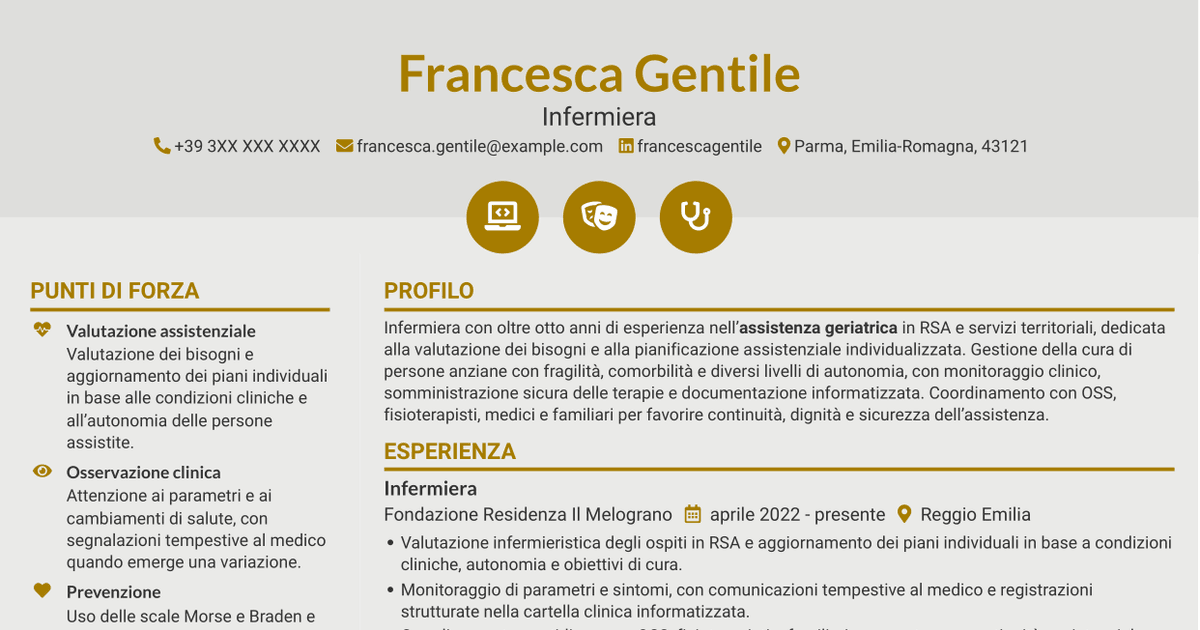 7 modelli di CV per Infermiere - Assistenza geriatrica, con esempi