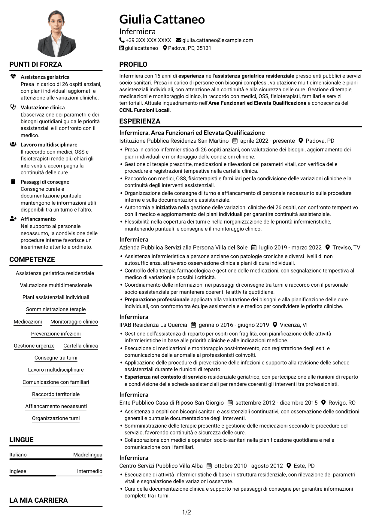 Esempio di curriculum — pagina 1