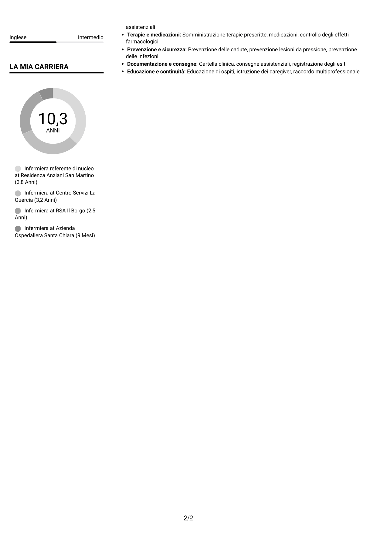 CV Compatto (formato sobrio a due colonne con foto): Infermiere - Assistenza infermieristica residenziale, pagina 2