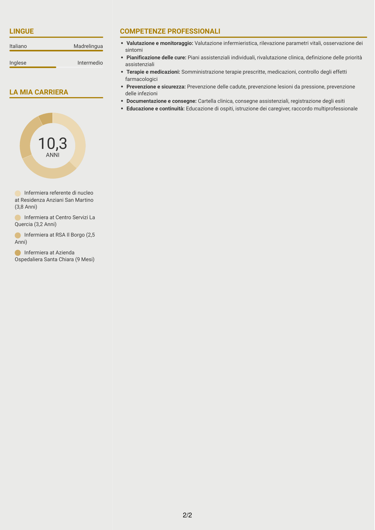 CV Dinamico (formato a due colonne con icone): Infermiere - Assistenza infermieristica residenziale, pagina 2