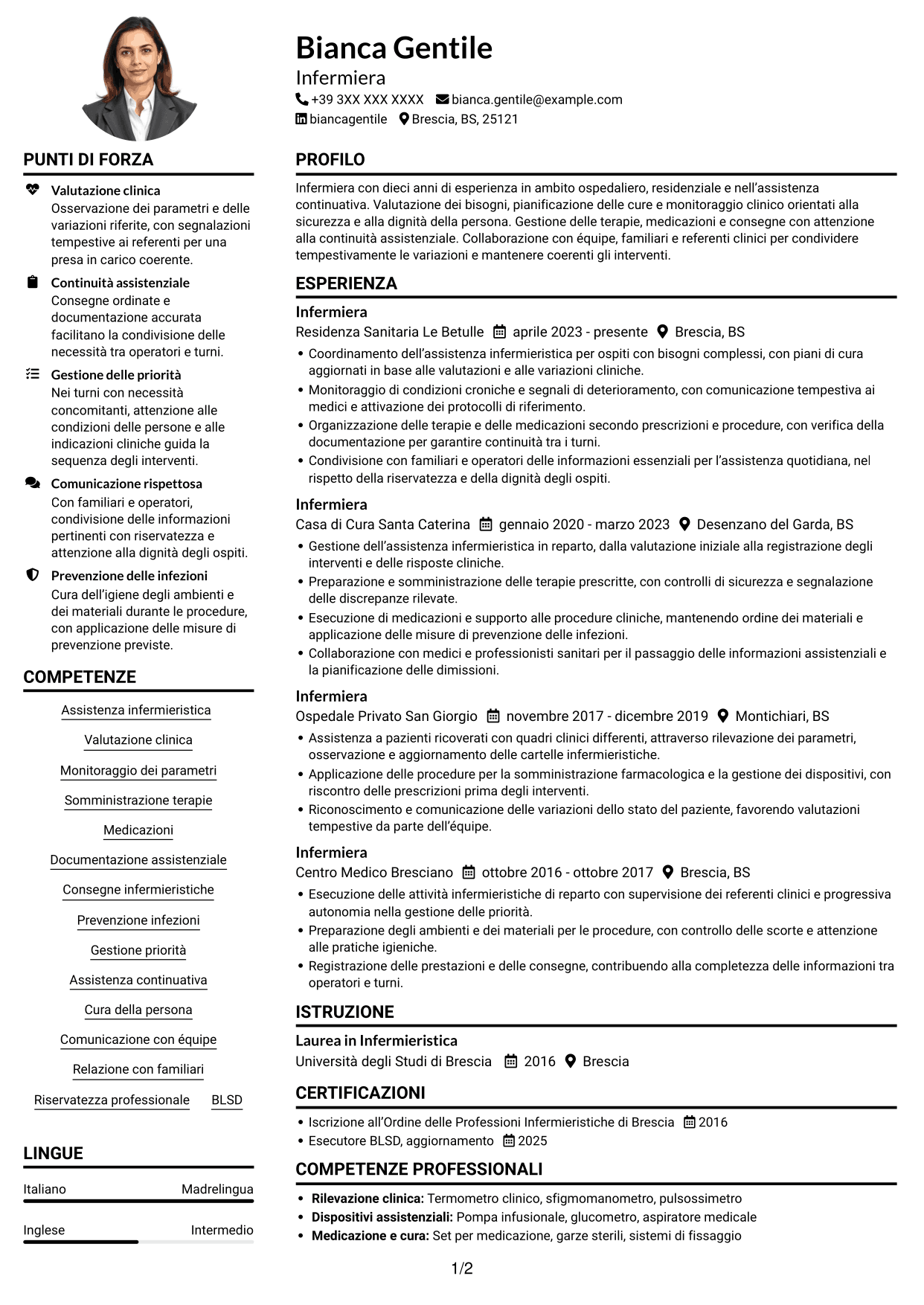 Esempio di curriculum — pagina 1
