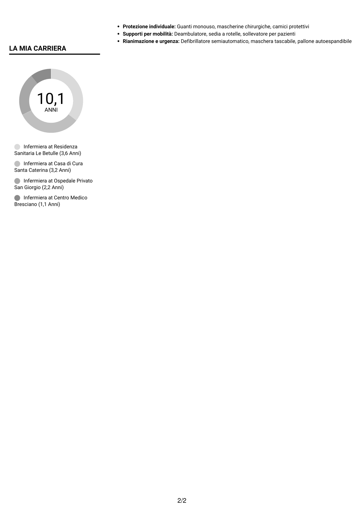 CV Compatto (formato sobrio a due colonne con foto): Infermiere, pagina 2
