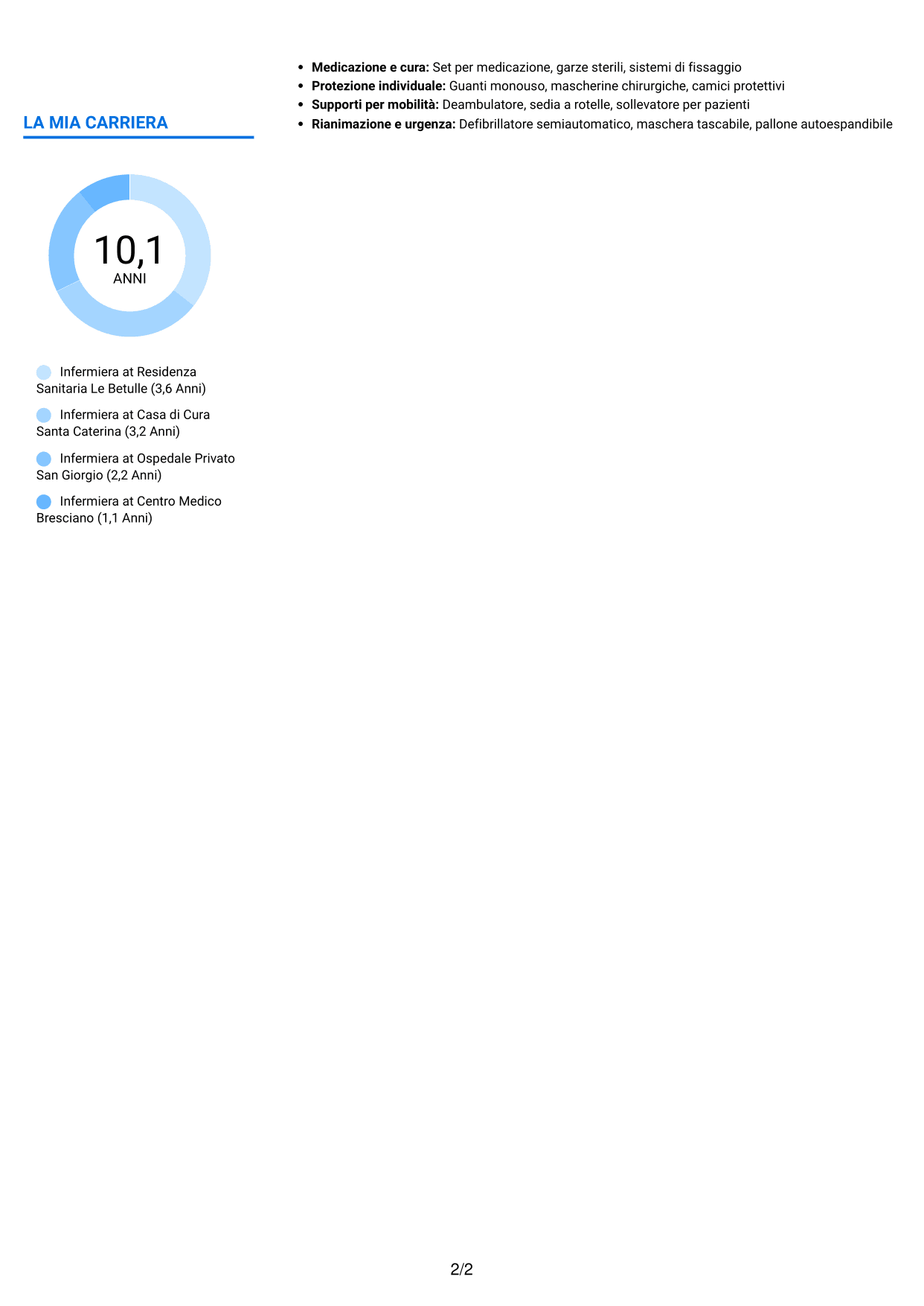 CV Audace (formato a due colonne con accenti colorati e foto): Infermiere, pagina 2
