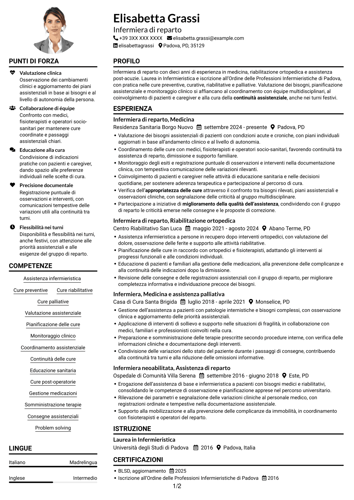 Esempio di curriculum — pagina 1