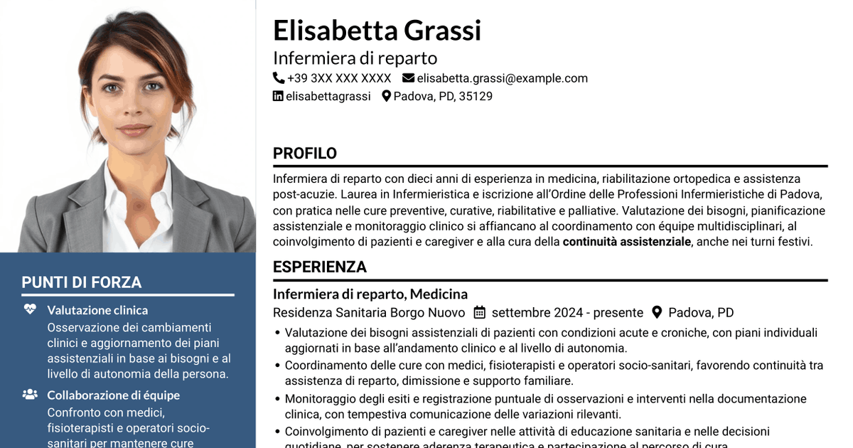 7 modelli di CV per Infermiere di reparto, con esempi
