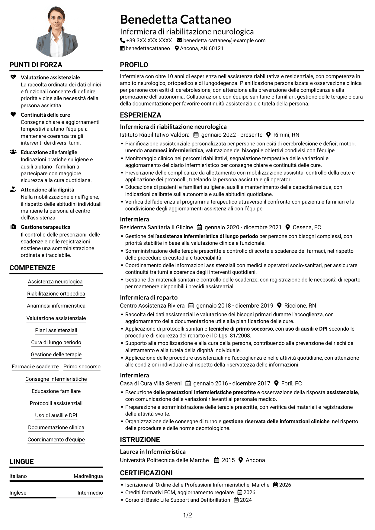 Esempio di curriculum — pagina 1
