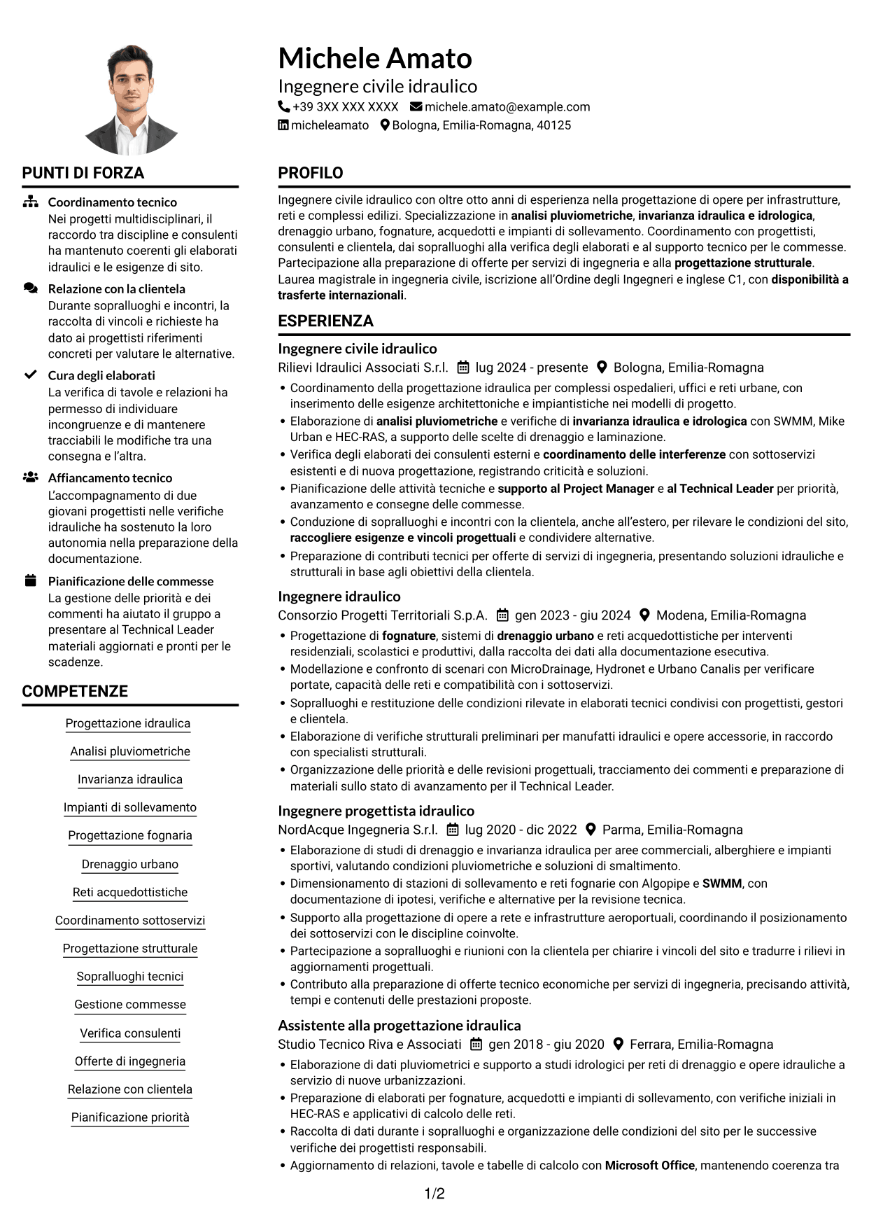 Esempio di curriculum — pagina 1