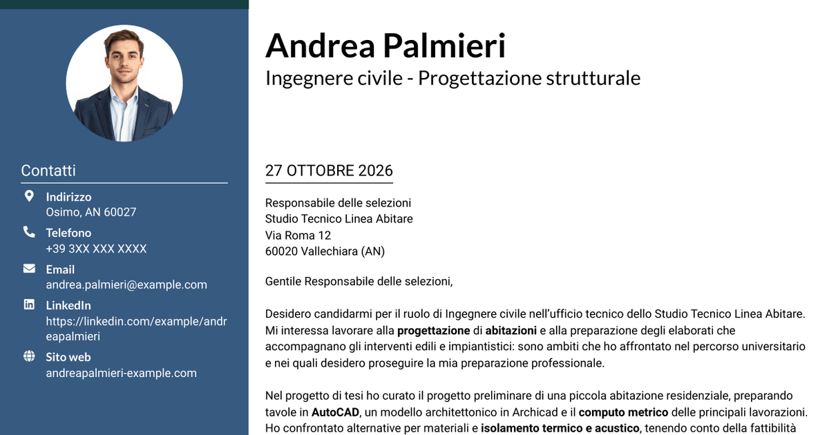 7 modelli di lettera di presentazione per Ingegnere civile - Progettazione strutturale, con esempi