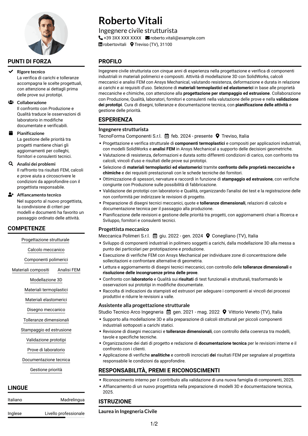 Esempio di curriculum — pagina 1