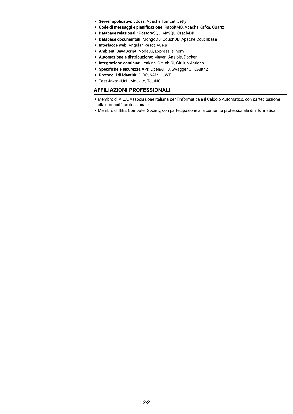 CV Compatto (formato sobrio a due colonne con foto): Ingegnere di sviluppo junior - Automazione dei processi, pagina 2