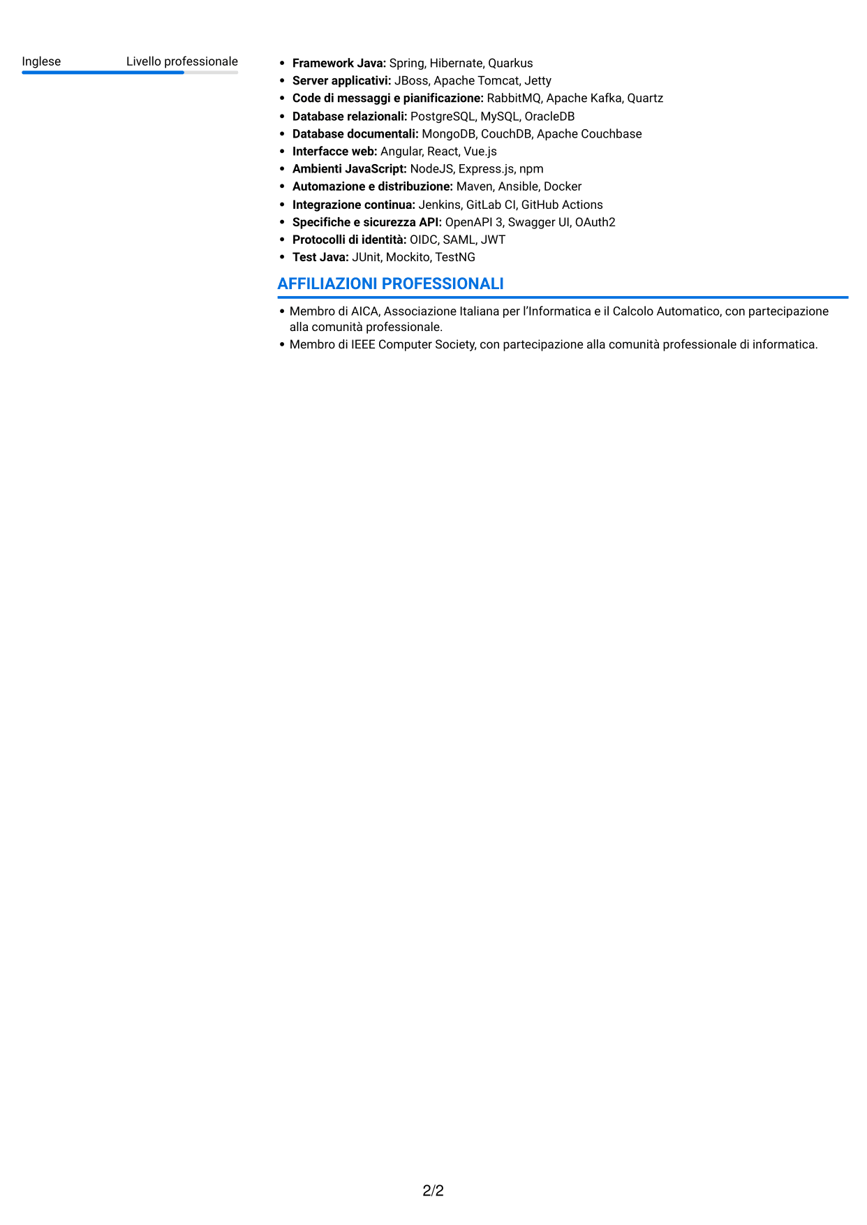 CV Audace (formato a due colonne con accenti colorati e foto): Ingegnere di sviluppo junior - Automazione dei processi, pagina 2