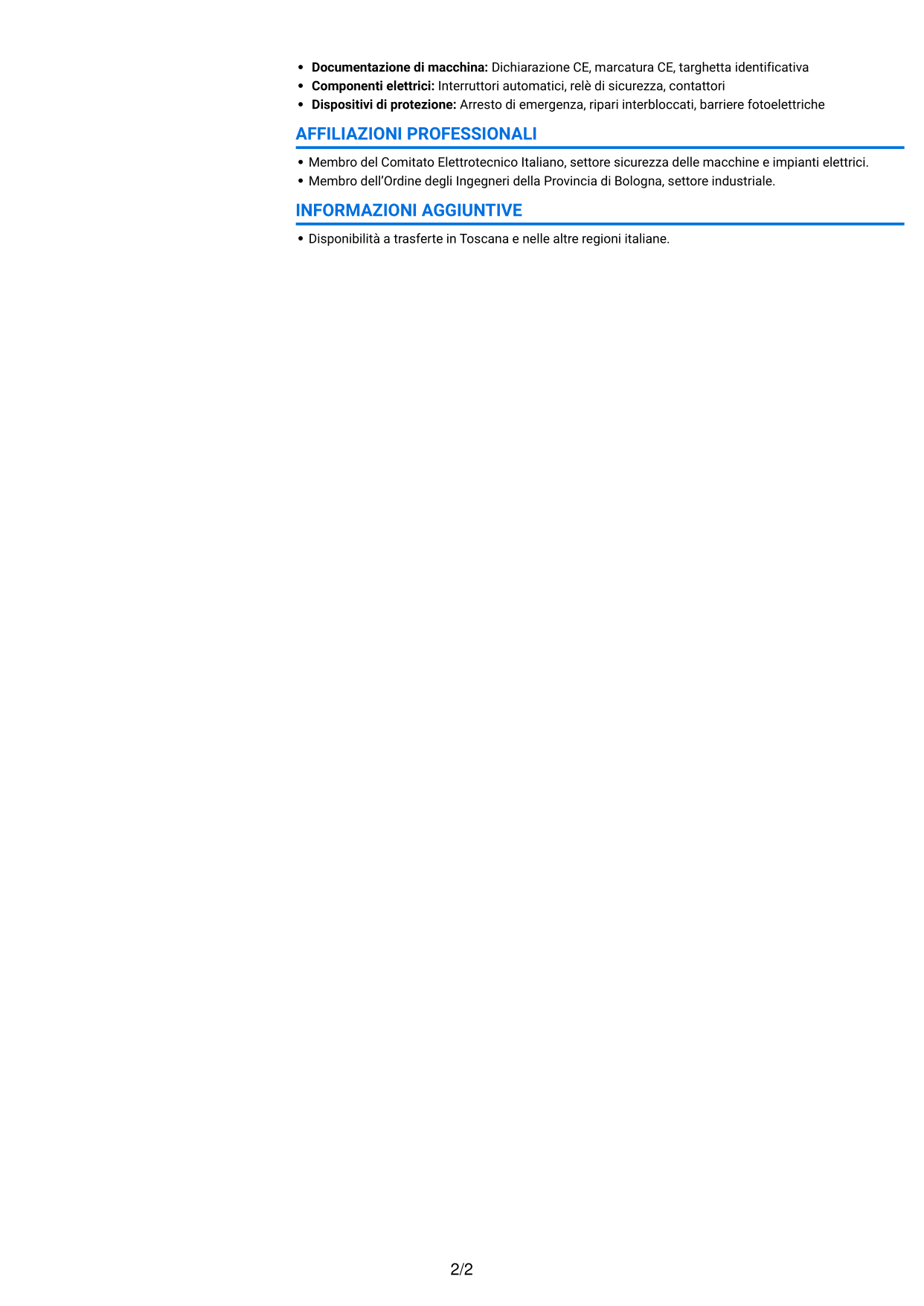 CV Audace (formato a due colonne con accenti colorati e foto): Ingegnere junior - Sicurezza delle macchine, pagina 2