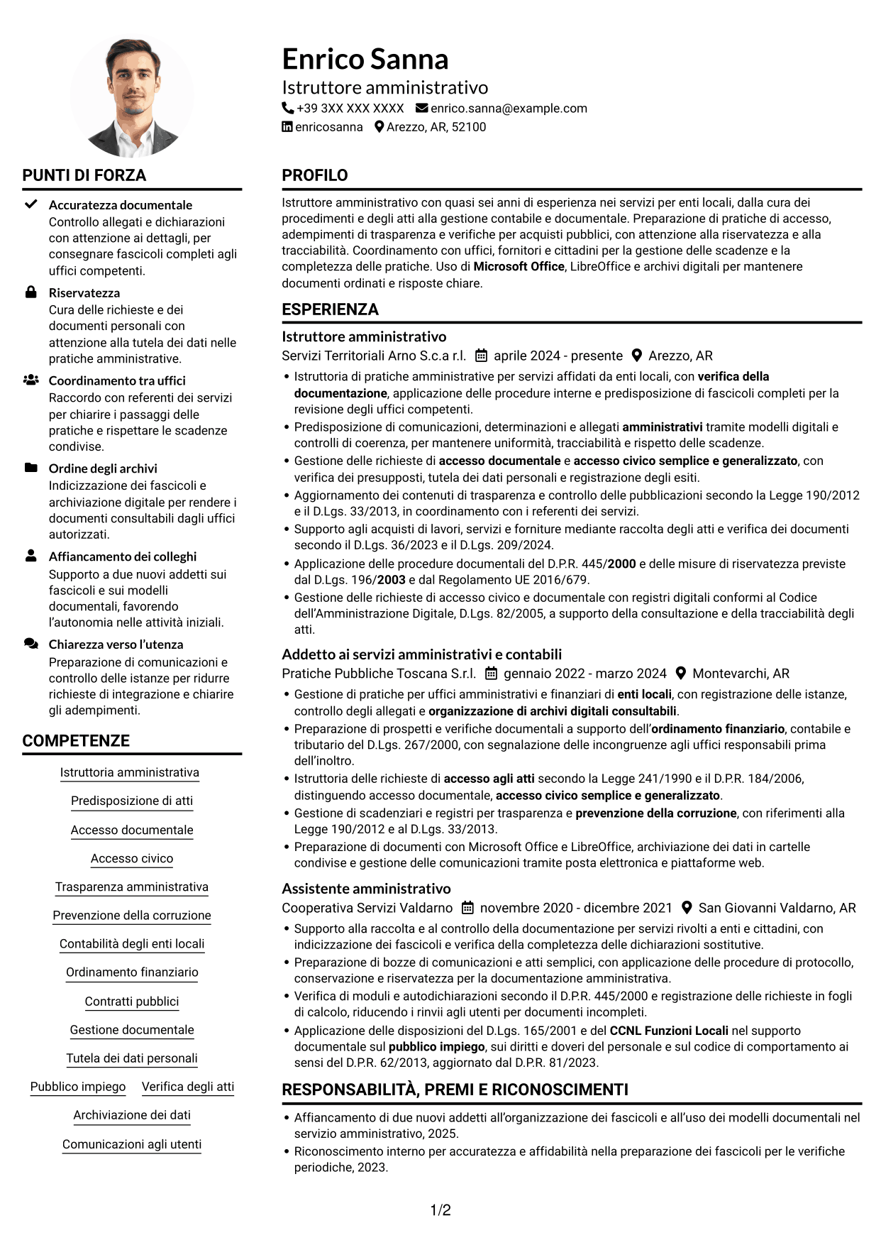 Esempio di curriculum — pagina 1