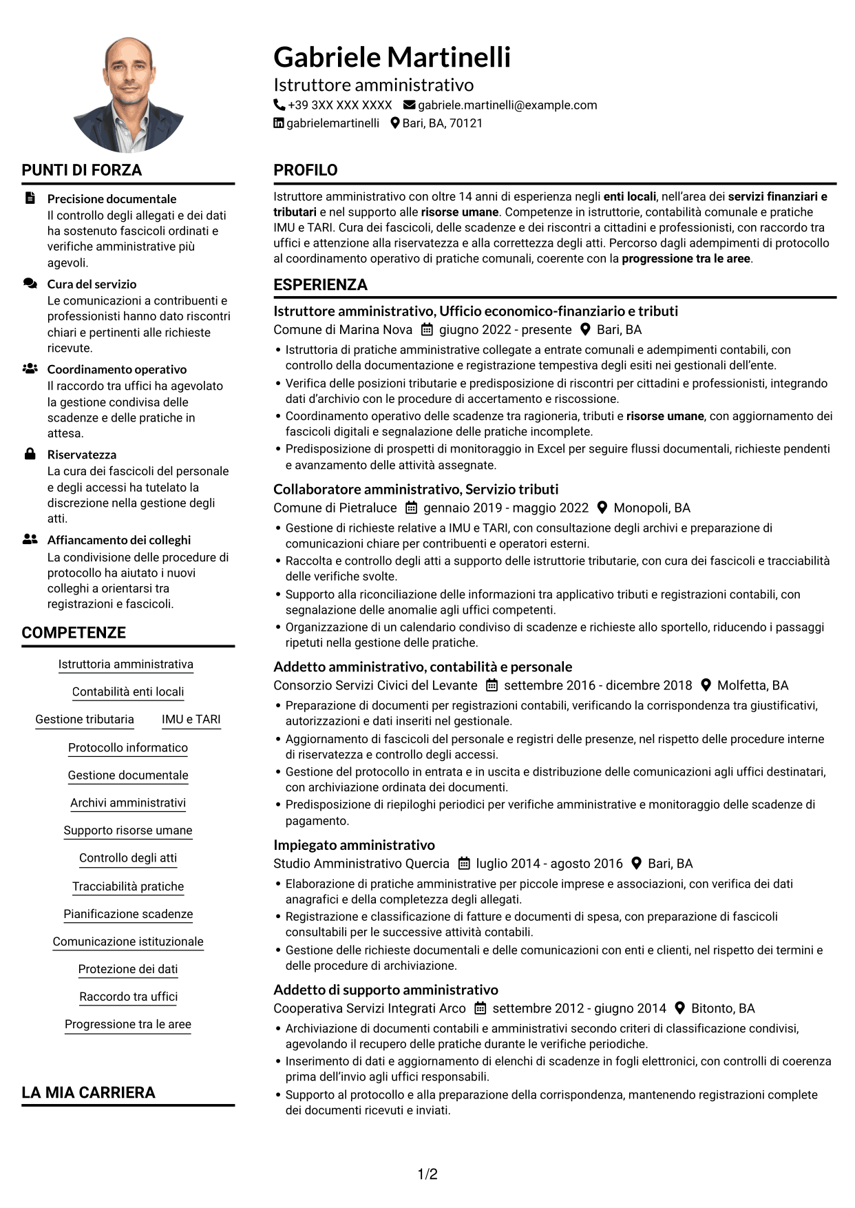 Esempio di curriculum — pagina 1