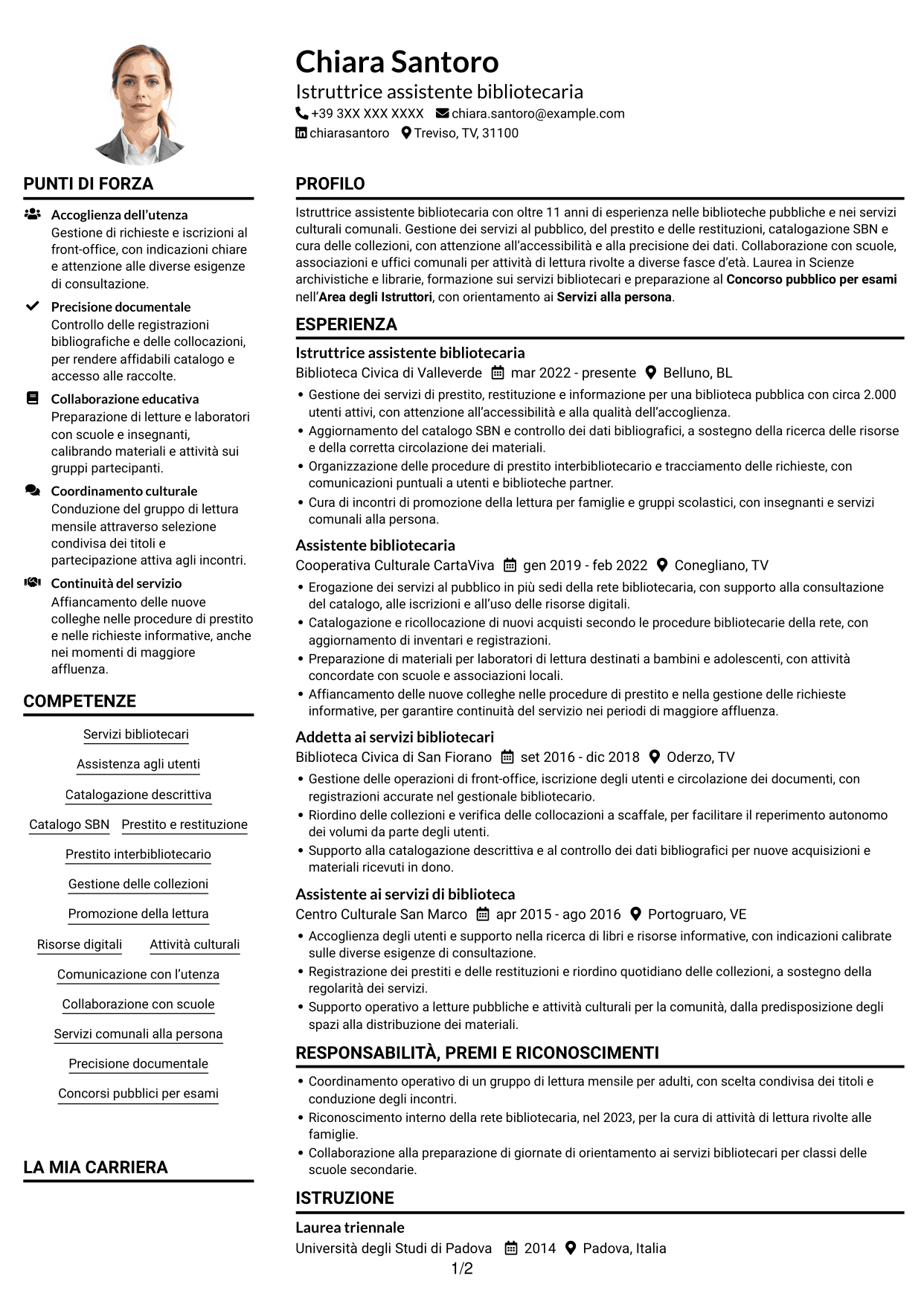 Esempio di curriculum — pagina 1