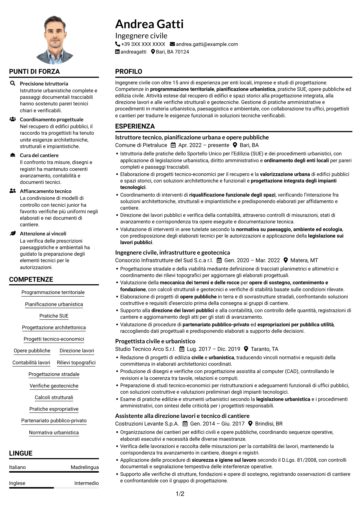 Esempio di curriculum — pagina 1