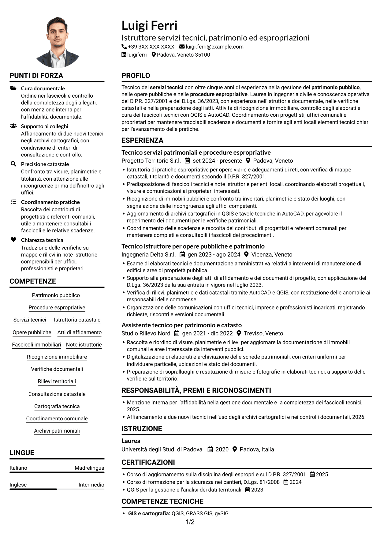 Esempio di curriculum — pagina 1