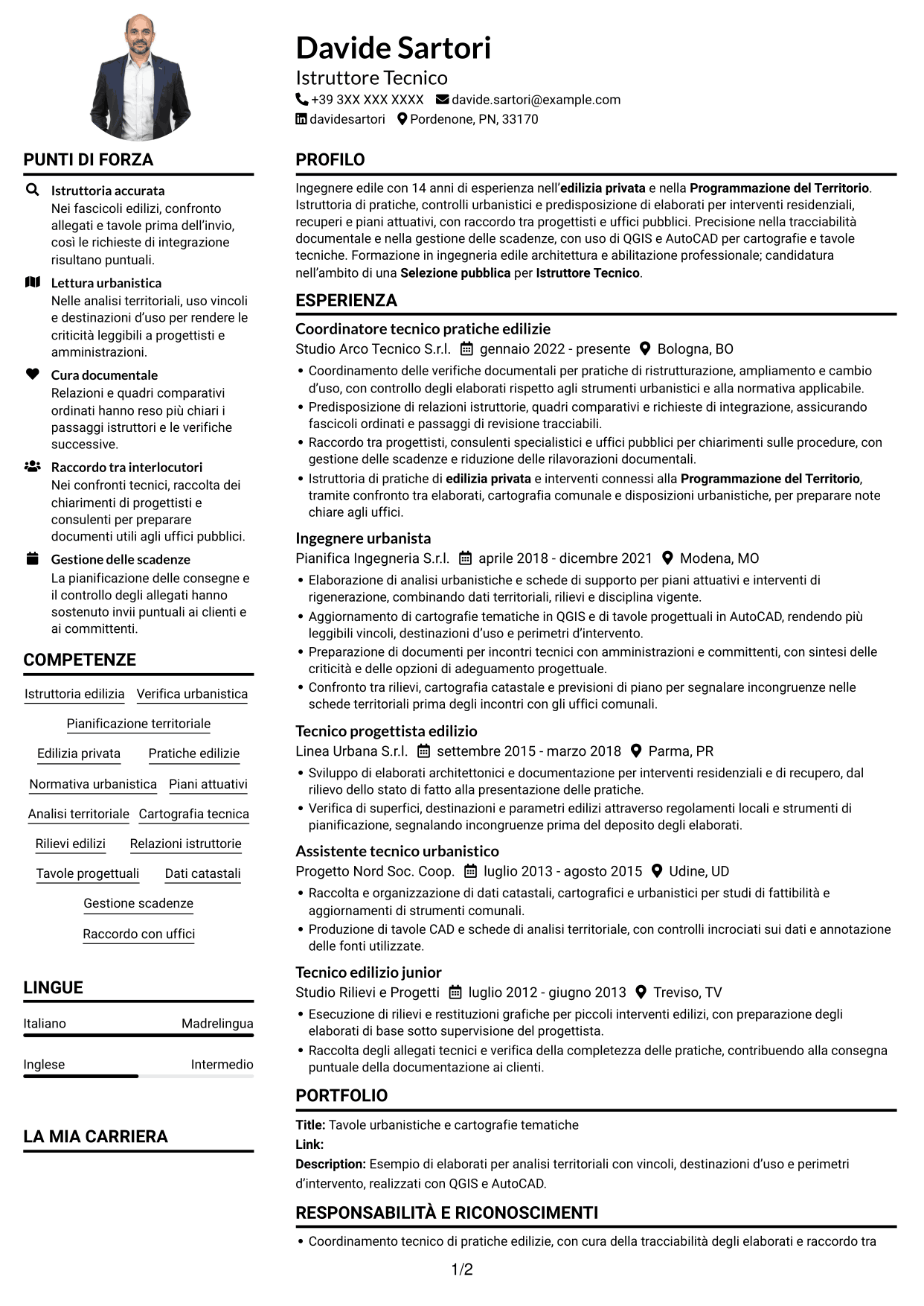 Esempio di curriculum — pagina 1