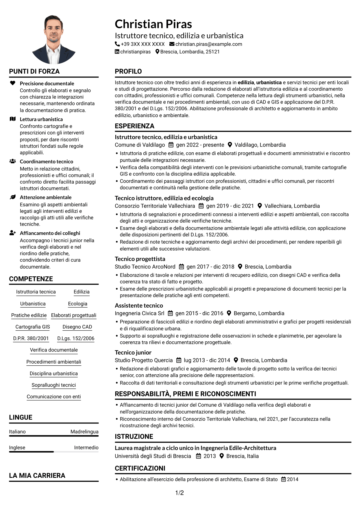 Esempio di curriculum — pagina 1