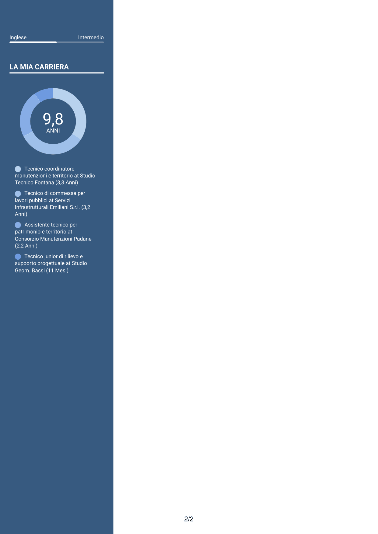 CV Elegante (formato con colonna laterale colorata e foto): Istruttore tecnico - Manutenzioni e gestione del territorio, pagina 2