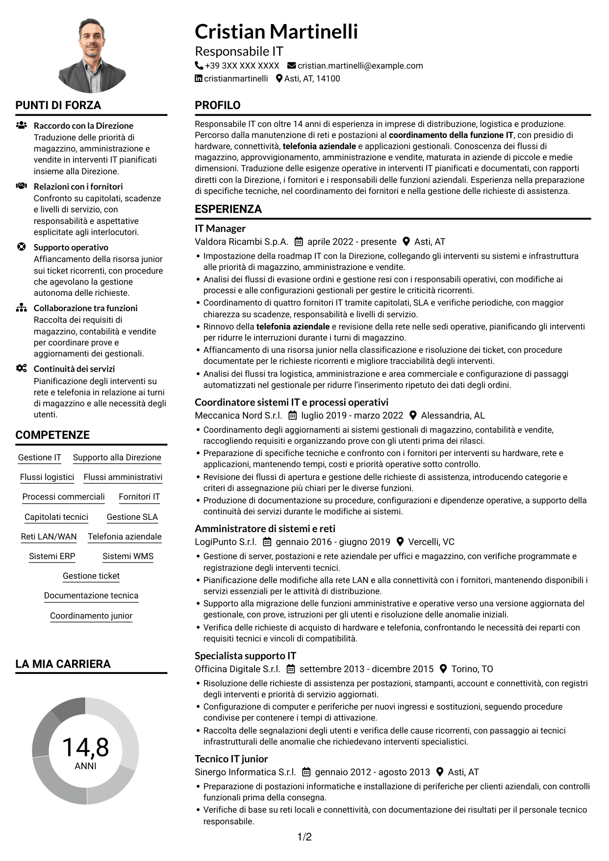 Esempio di curriculum — pagina 1